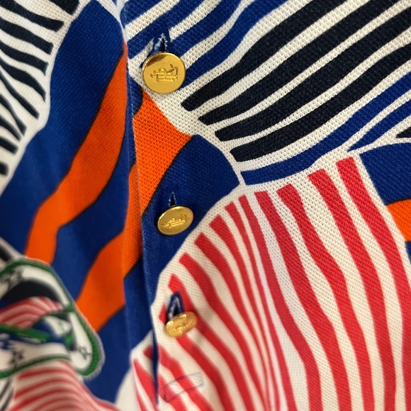 Lauren Ralph Lauren Print Piqué Polo Shirt multi-colored Sapphire Star women’s L - Picture 5 of 10